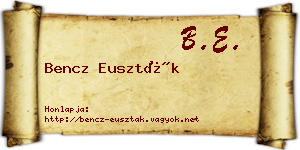 Bencz Euszták névjegykártya